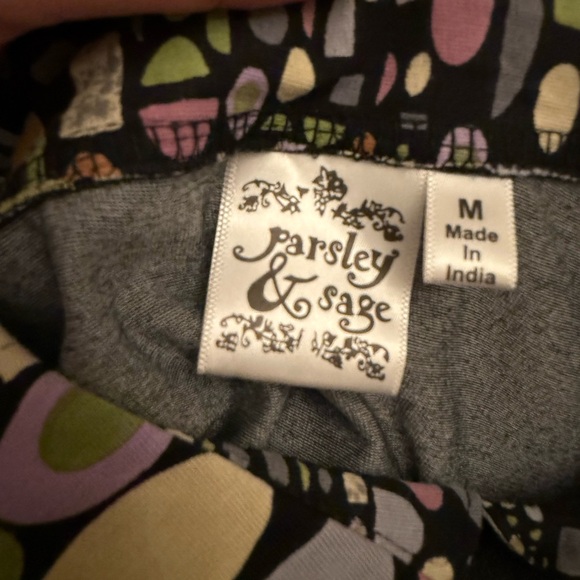 Parsley & Sage Layered Button Front Top Boho Artsy Print Size M - Picture 3 of 4